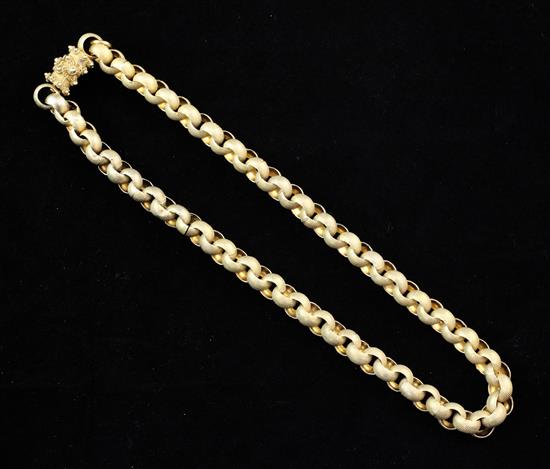 An early 19th century 15ct gold belcher chain necklace, 13in.